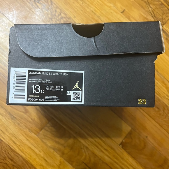 Jordan 1 Mid SE Craft in Little Kids' size 13, Anthracite/Black/Bright Mandarin - Picture 2 of 12